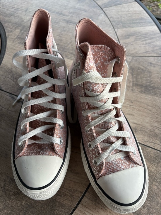 Converse Shoes - Converse Pink glitter High-Top Canvas Sneakers with White Soles
